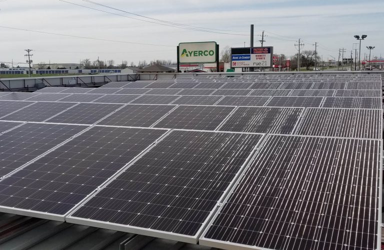 solar panels on roof