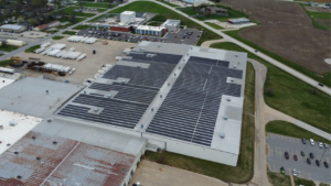 Overview of the multi-building solar energy project at Hubbell Power Systems' Centralia manufacturing hub.