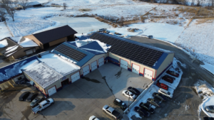 Artisun Solar commercial solar panels at Martin's Auto Service business in Illinois.