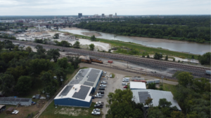 Artisun Solar commercial installation at CSM overlooking Kansas River in Topeka.
