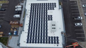 Rooftop solar array at Bank of Franklin County in Washington, MO, expected to save $6,021 in year one.