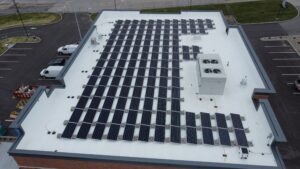 Rooftop solar system at Bank of Franklin County in Washington, MO, projected to save $43,006.30 over its lifetime.