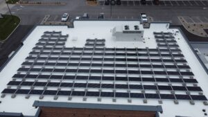 Bank of Franklin County rooftop solar array in Washington, MO, set to offset 1,643.1 metric tons of CO₂.