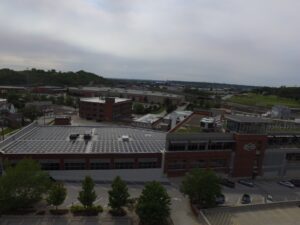 Full rooftop solar array at Boulevard Brewing Company brewery in Kansas City, Missouri, featuring a 133.2 kW (AC) system installed by Artisun Solar